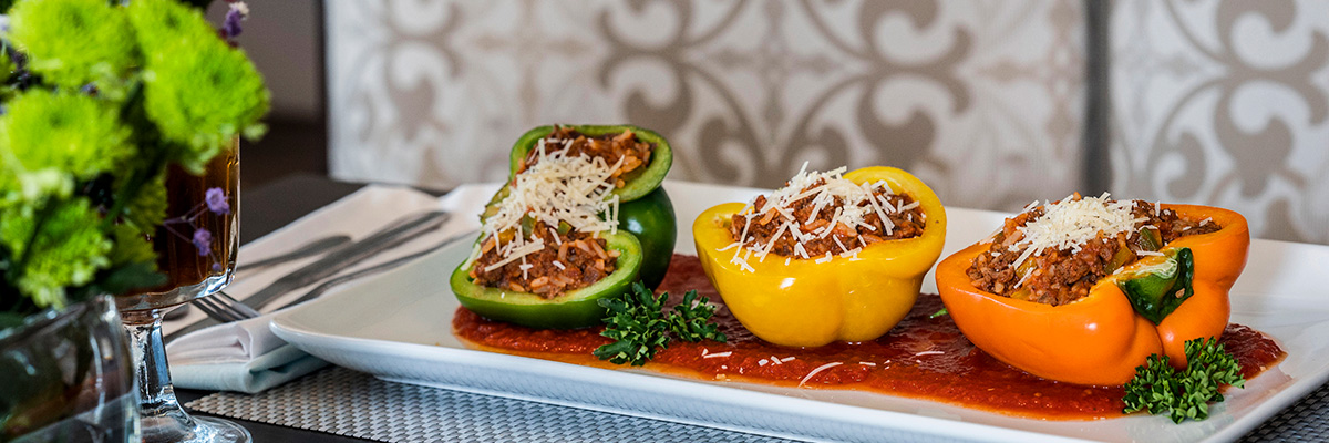 three stuffed peppers